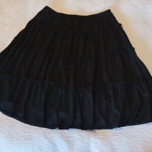 Black A-line Tiered Peasant Skirt sz M Petite Semi Sheer - Lined